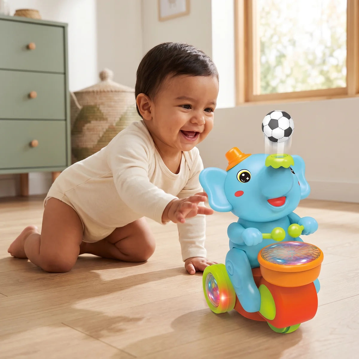 2 por S/ 99 solo por hoy | Elefante Músico Juguete Interactivo con Luces, Sonidos y Pelota Flotante