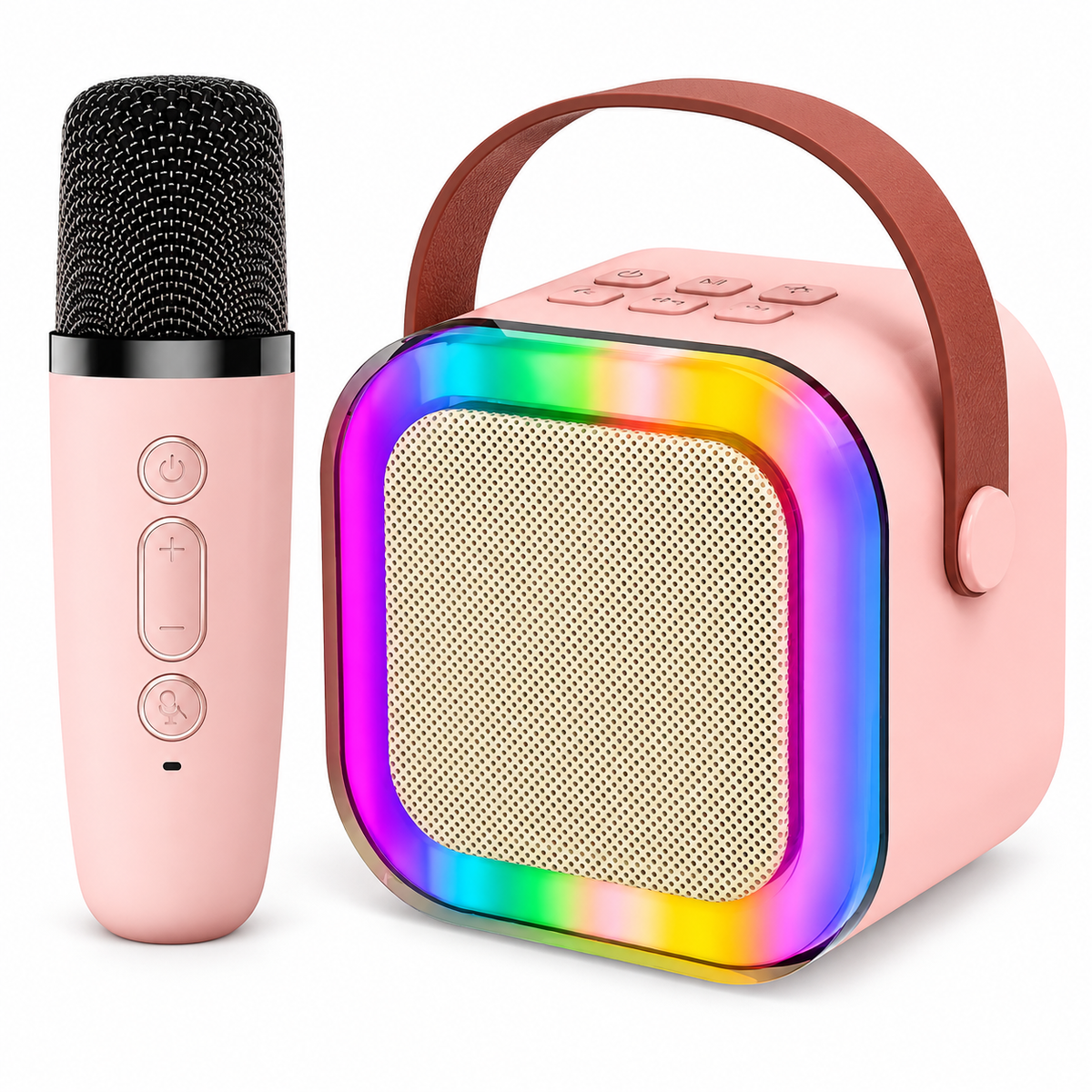 Micrófono Inalámbrico Infantil Karaoke K12 con Parlante Bluetooth, Luces LED RGB