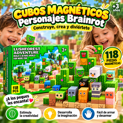 Cubos Magnéticos Brainrot 3D 🧲 | 118 Piezas para Construir, Crear y Divertirse