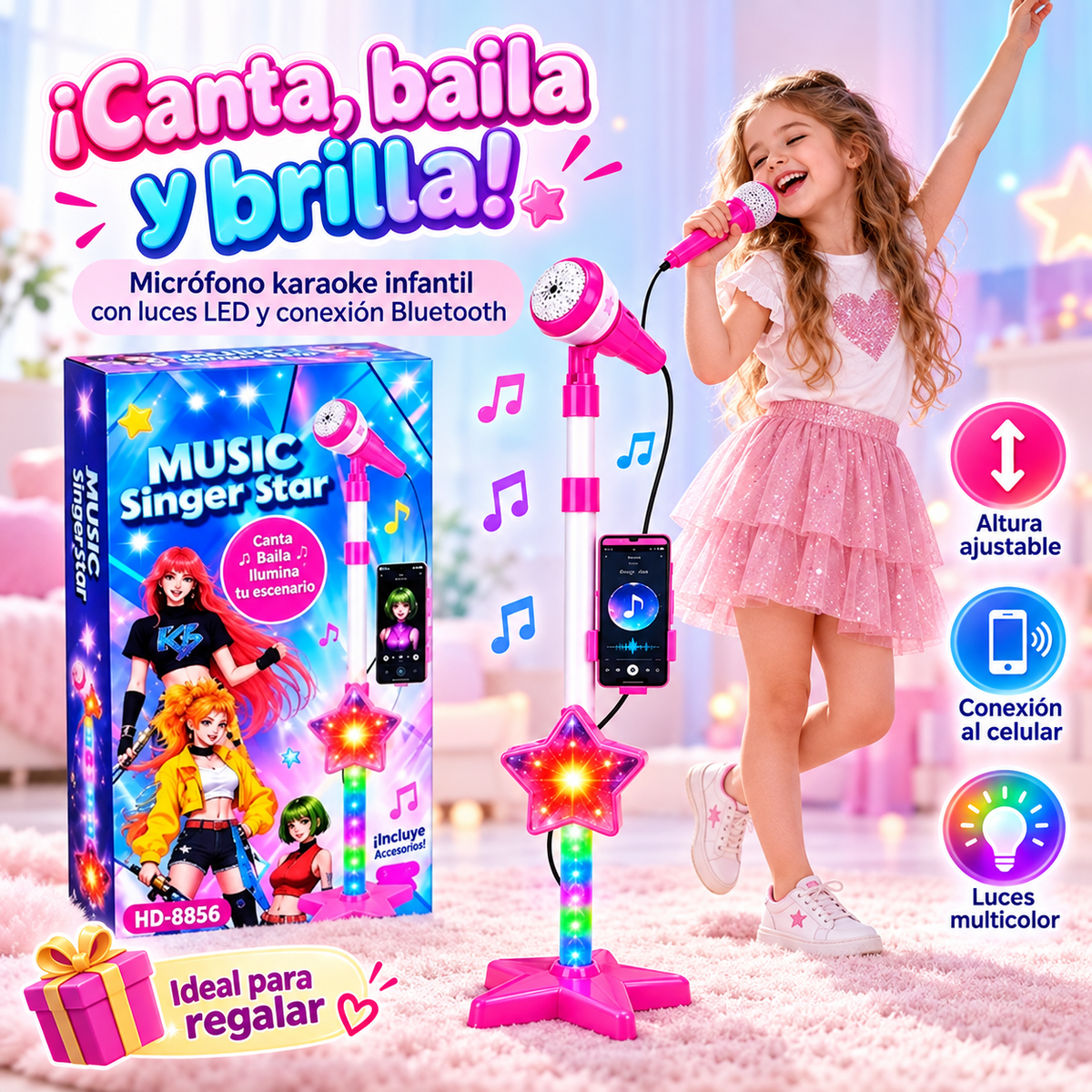 Micrófono Karaoke Infantil con Luces