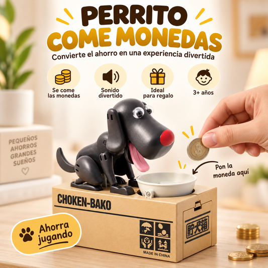 Alcancía perrito come monedas