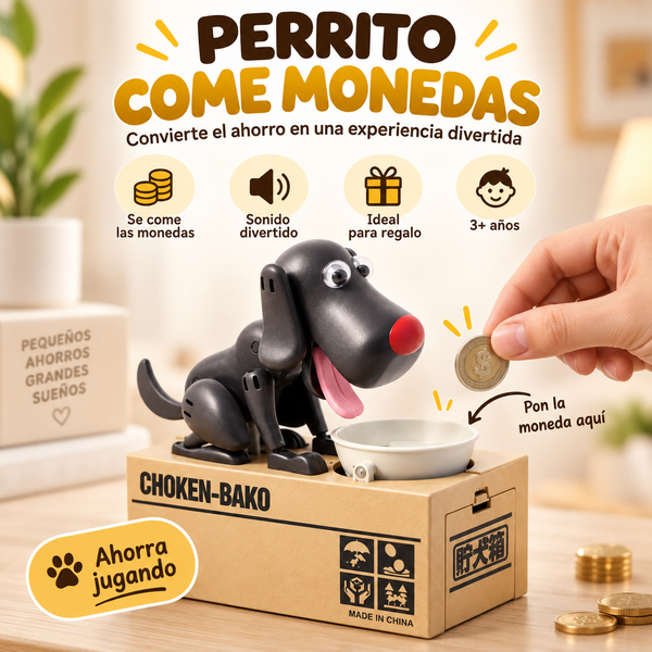 Alcancía perrito come monedas