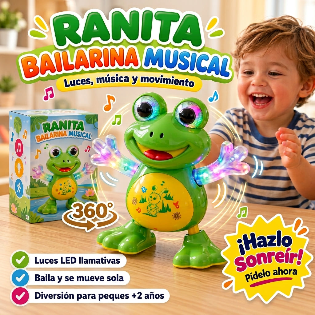 🐸 Ranita Bailarina Musical con Luces LED, Música y Movimiento | 2x1 por S/ 99 solo por hoy