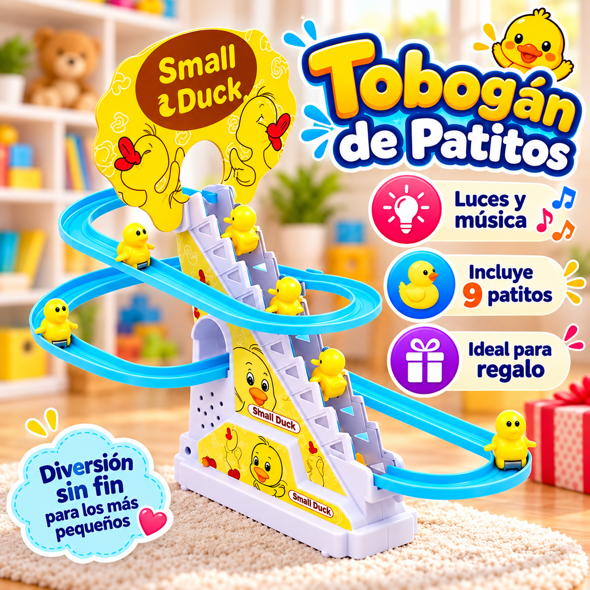 Tobogán Mágico de Patitos con Luces y Música